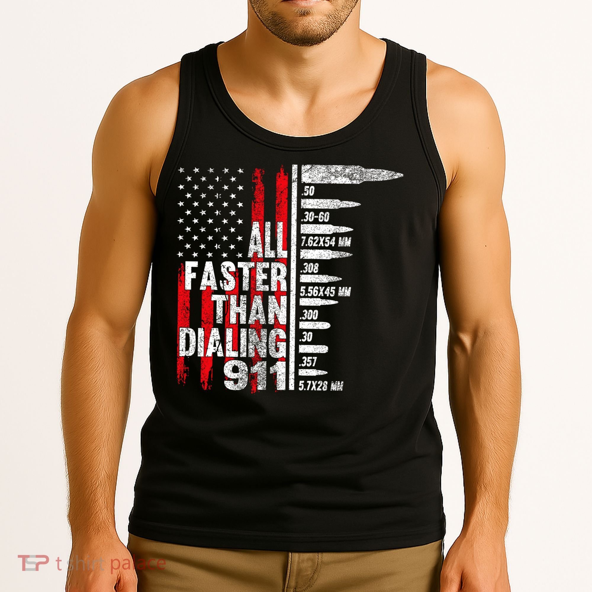 All Faster Than Dialing 911 American Flag Tank Top