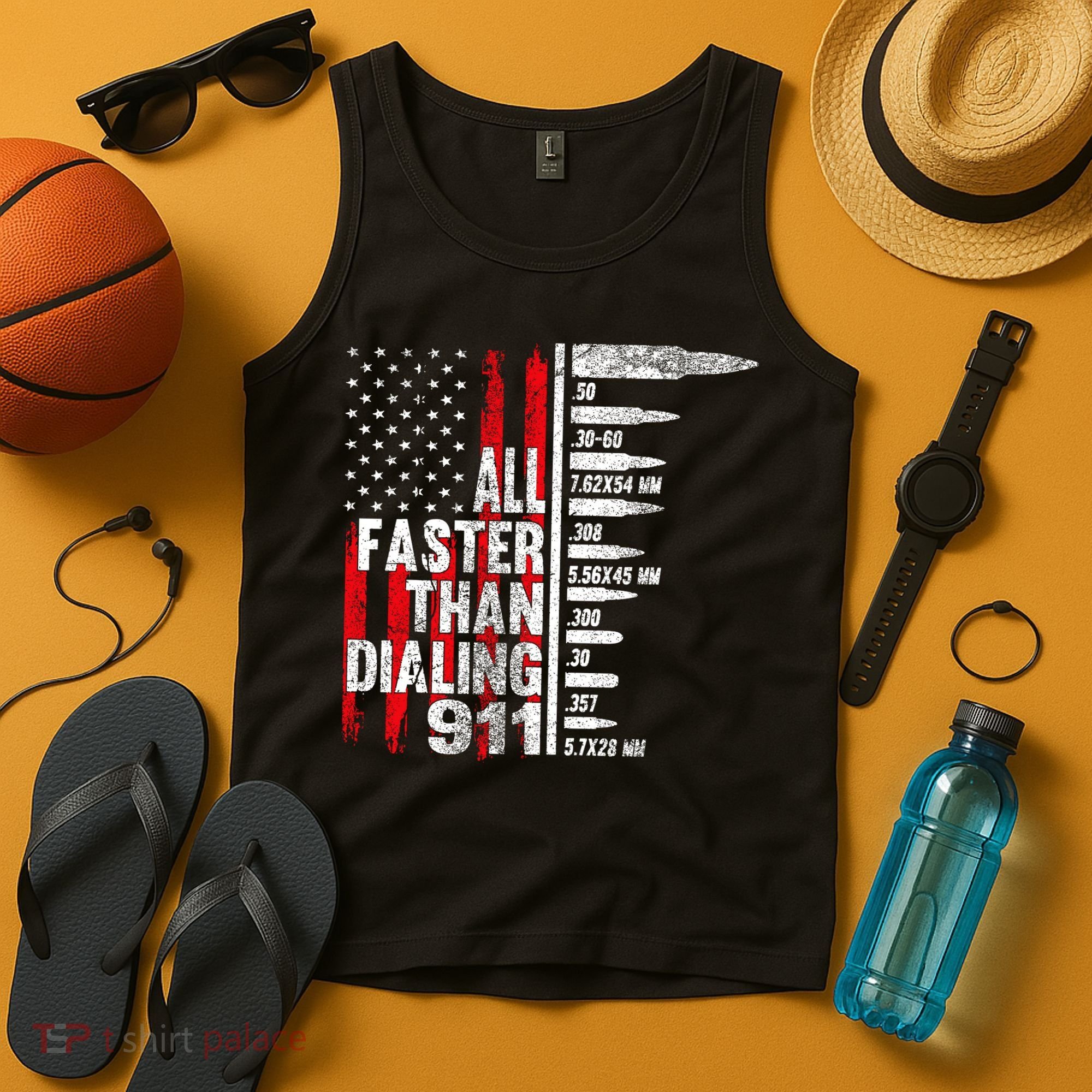 All Faster Than Dialing 911 American Flag Tank Top