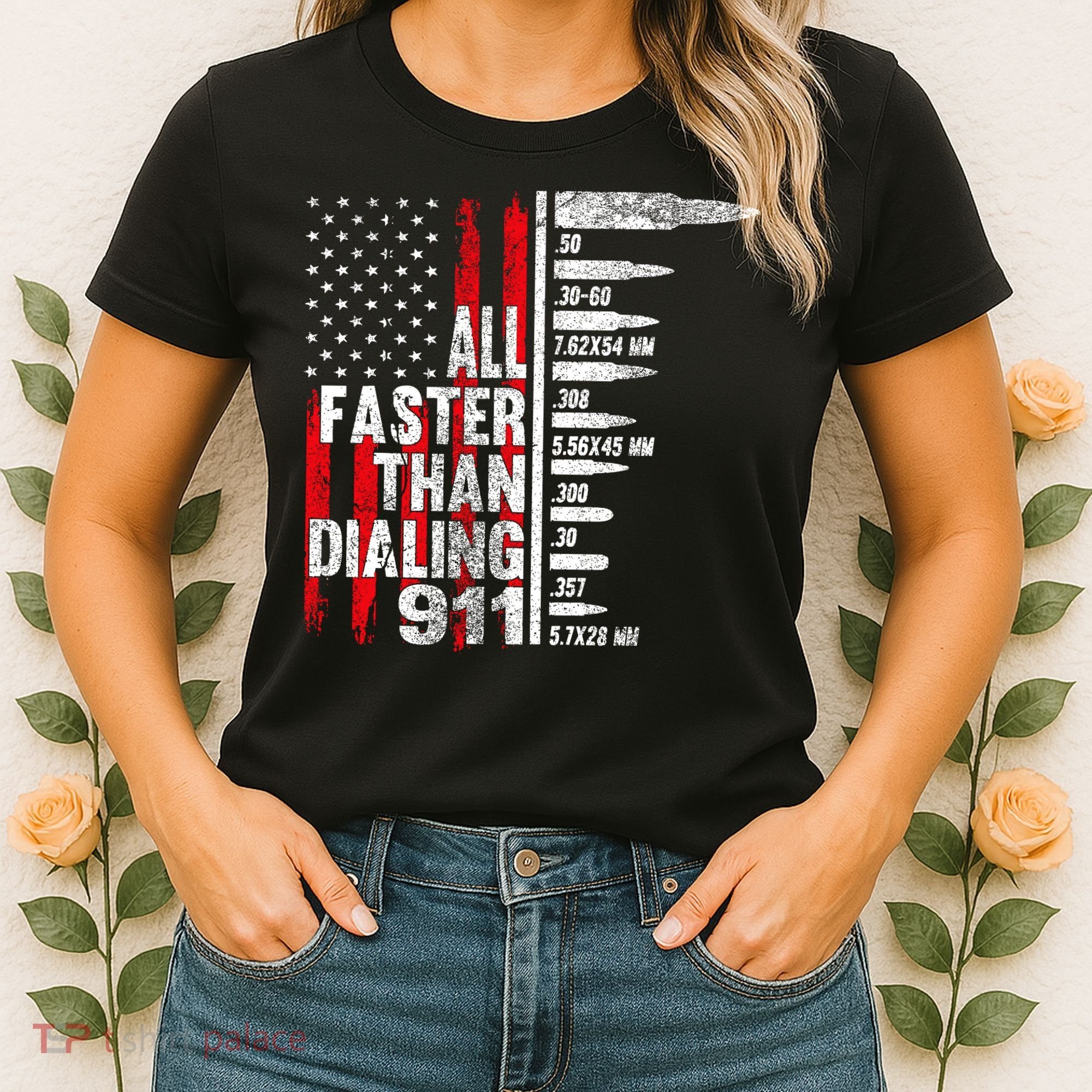 All Faster Than Dialing 911 American Flag Women's T-Shirt