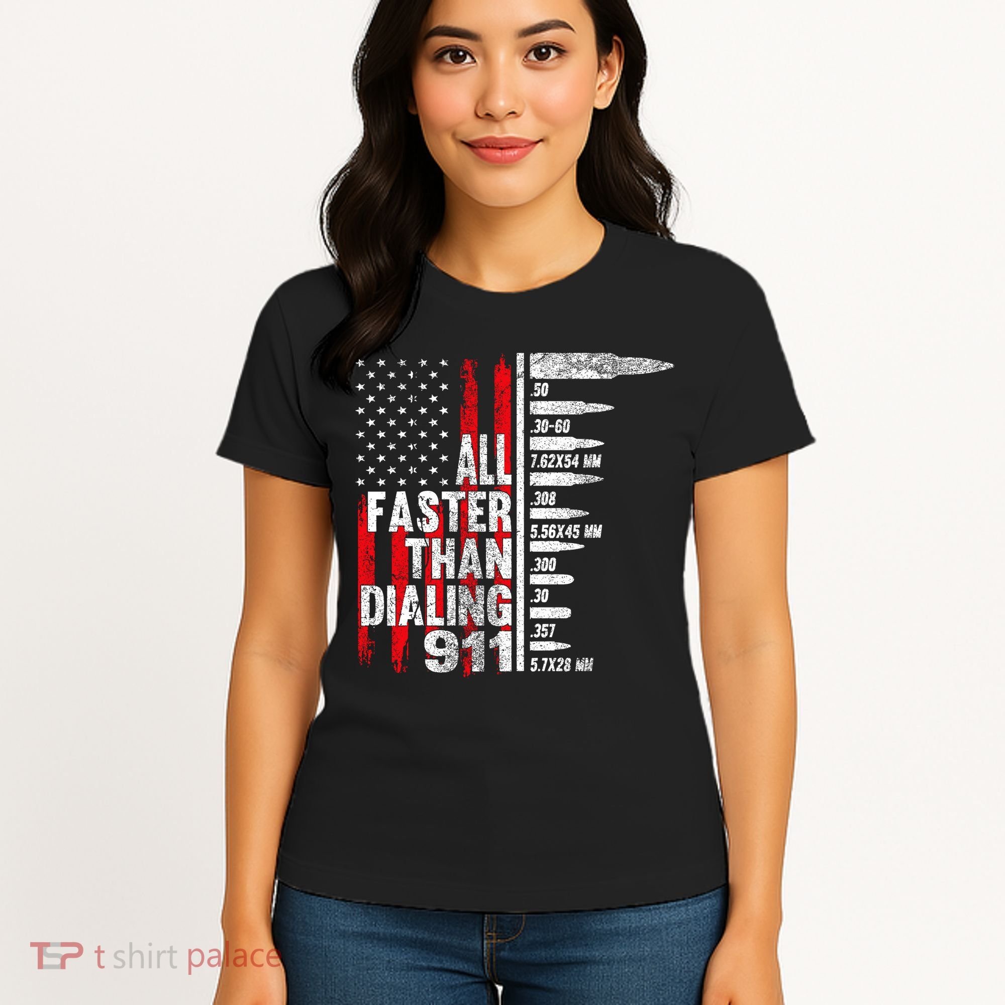 All Faster Than Dialing 911 American Flag Women's T-Shirt