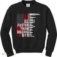 All Faster Than Dialing 911 American Flag Kids Sweatshirt thumb 0
