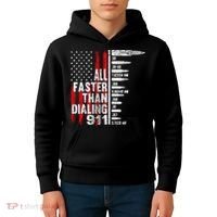 All Faster Than Dialing 911 American Flag Kids Hoodie thumb 4