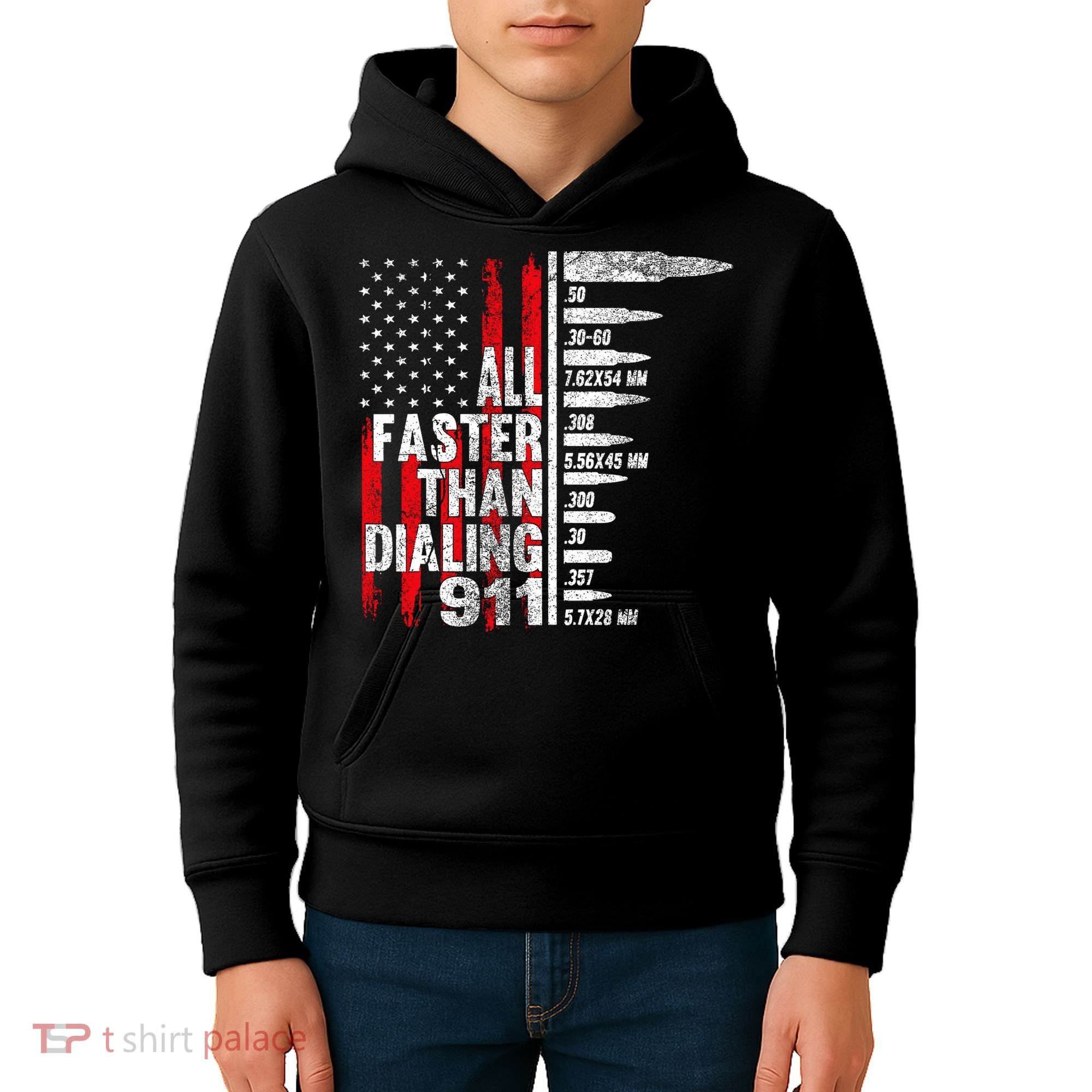 All Faster Than Dialing 911 American Flag Kids Hoodie