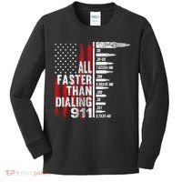 All Faster Than Dialing 911 American Flag Kids Long Sleeve Shirt thumb 0
