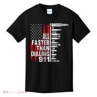 All Faster Than Dialing 911 American Flag Kids T-Shirt thumb 0