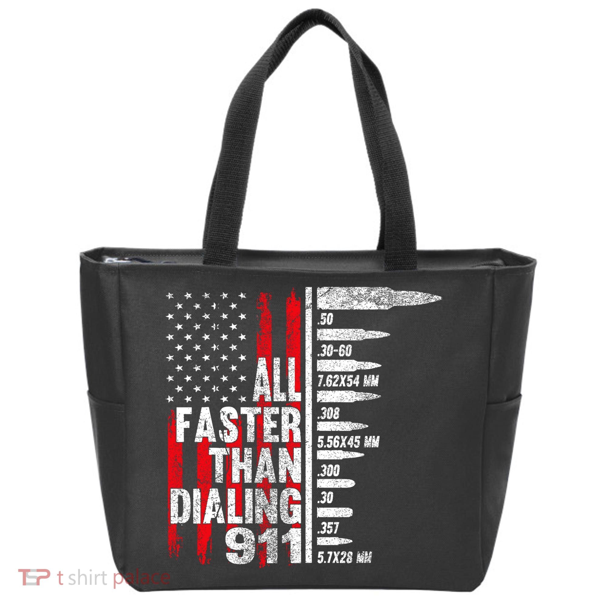 All Faster Than Dialing 911 American Flag Tote Bag