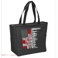 All Faster Than Dialing 911 American Flag Tote Bag thumb 2