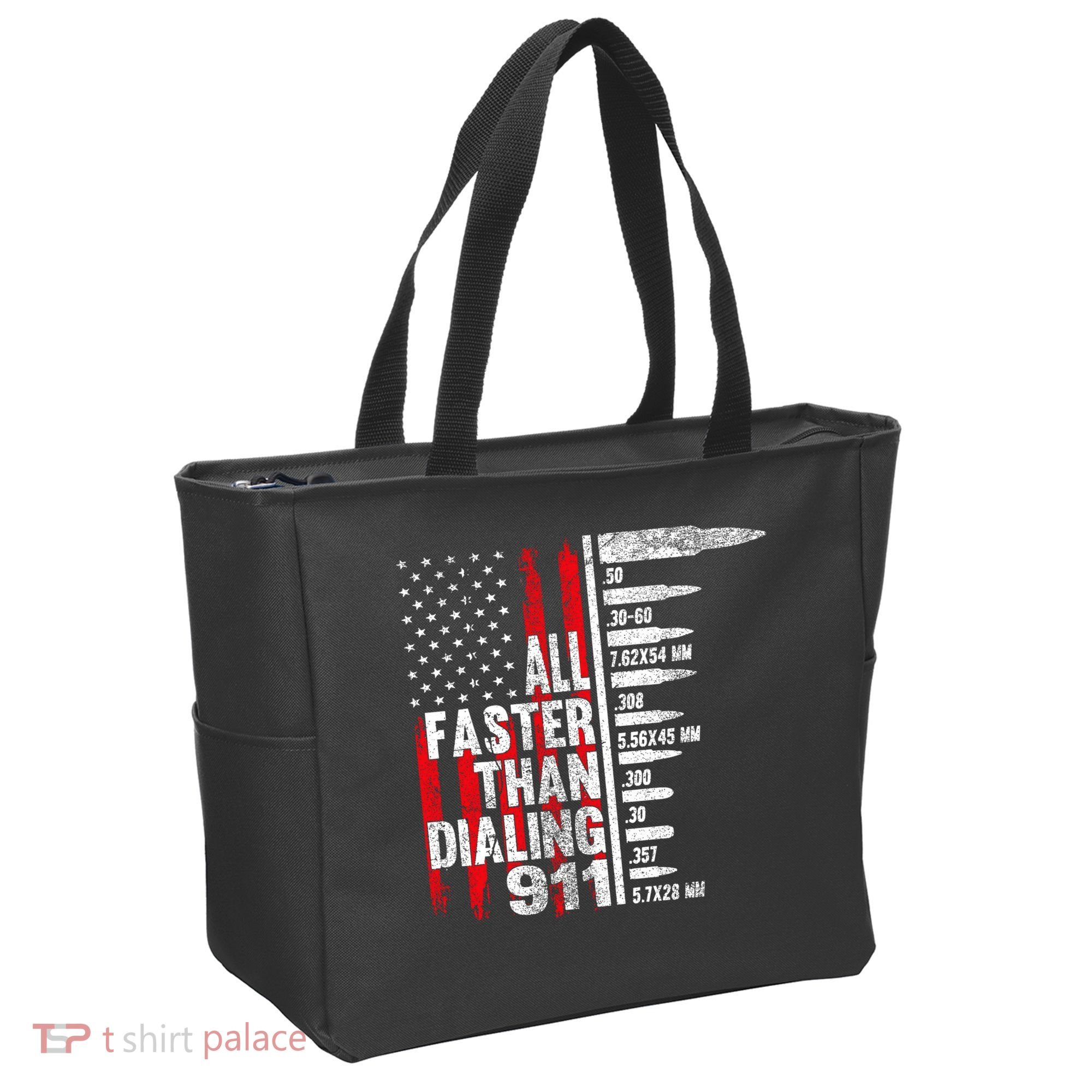 All Faster Than Dialing 911 American Flag Tote Bag