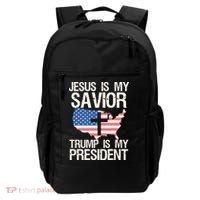 American Flag Tee Jesus Is My Savior Trump Is My President Backpack thumb 0