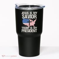 American Flag Tee Jesus Is My Savior Trump Is My President Tumbler thumb 0
