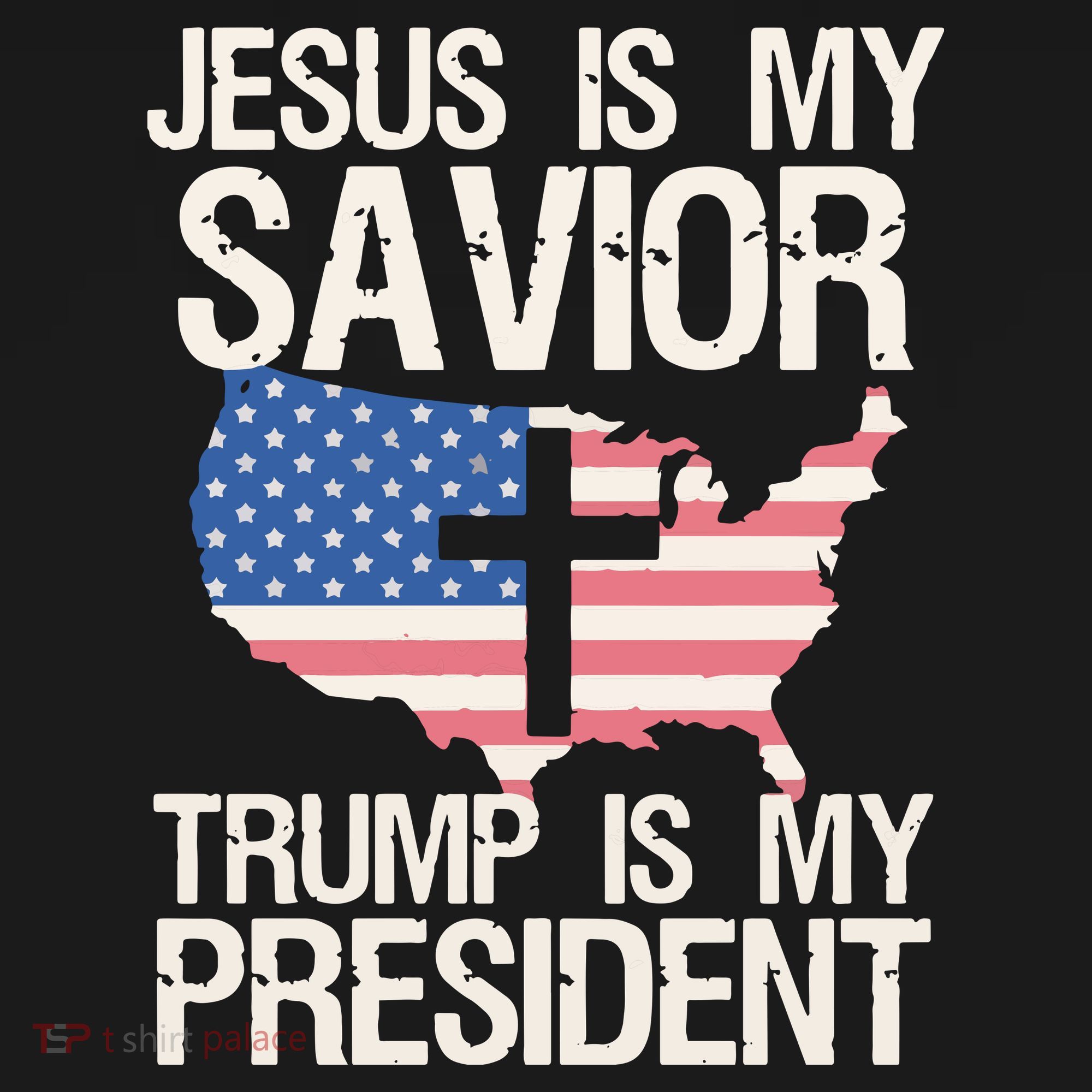 American Flag Tee Jesus Is My Savior Trump Is My President Ornament