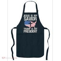 American Flag Tee Jesus Is My Savior Trump Is My President Apron thumb 0