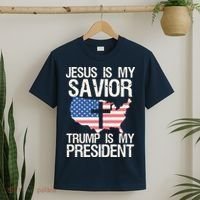 American Flag Tee Jesus Is My Savior Trump Is My President T-Shirt thumb 2