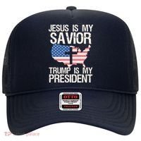 American Flag Tee Jesus Is My Savior Trump Is My President Hat thumb 0