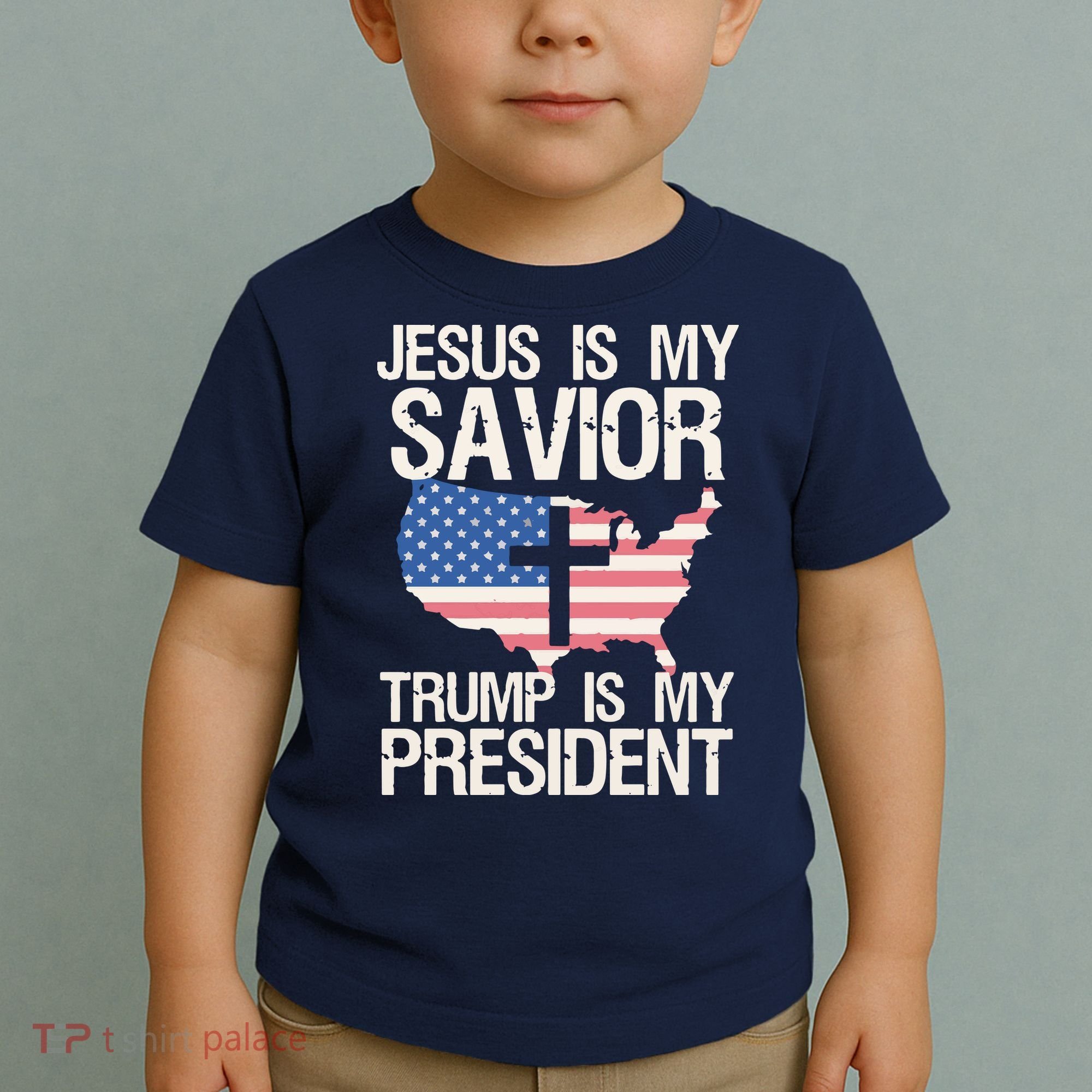 American Flag Tee Jesus Is My Savior Trump Is My President Toddler T-Shirt