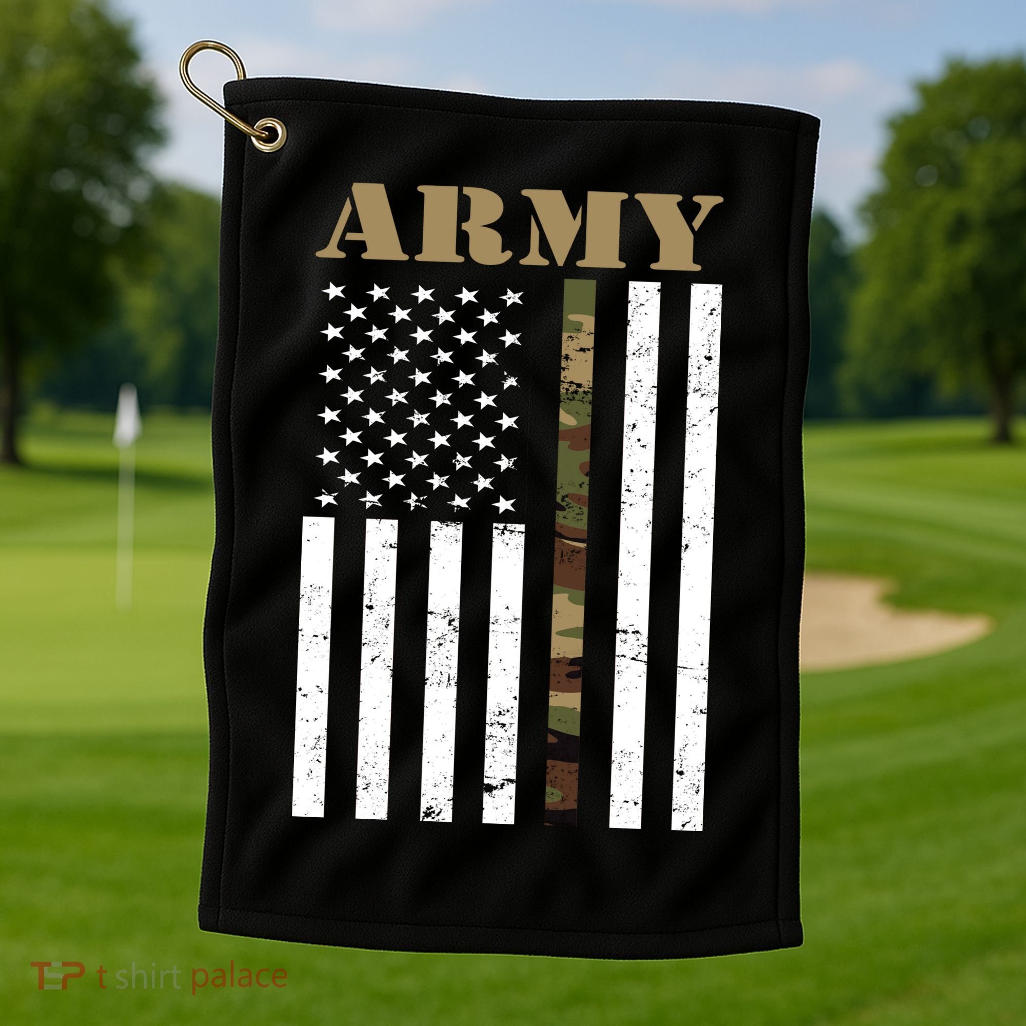 Army Flag Thin Camo Line Golf Towel