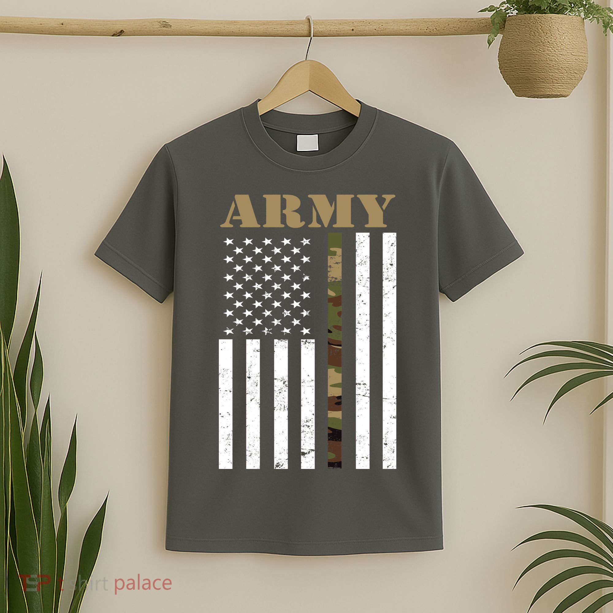 Army Flag Thin Camo Line T-Shirt