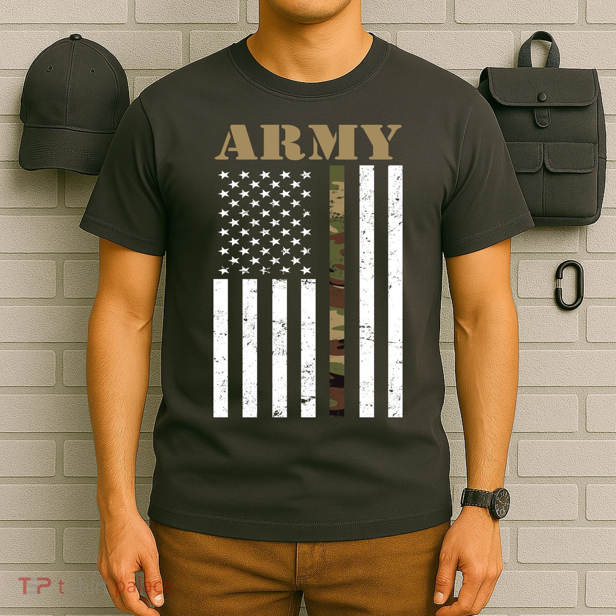 Army Flag Thin Camo Line T-Shirt