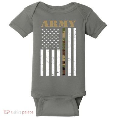 Army Flag Thin Camo Line Baby Bodysuit