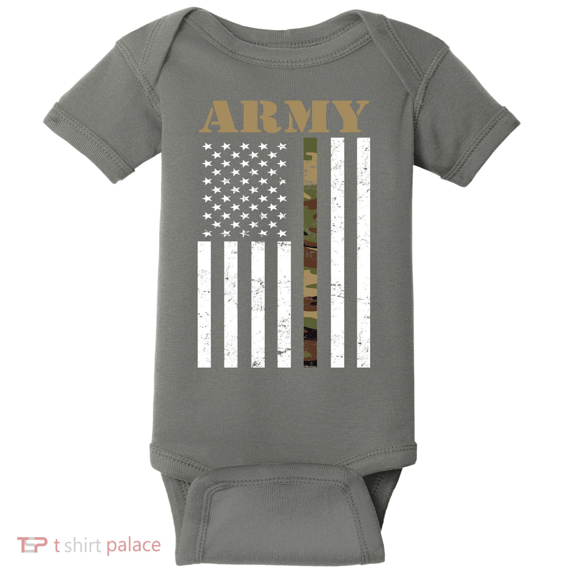 Army Flag Thin Camo Line Baby Bodysuit