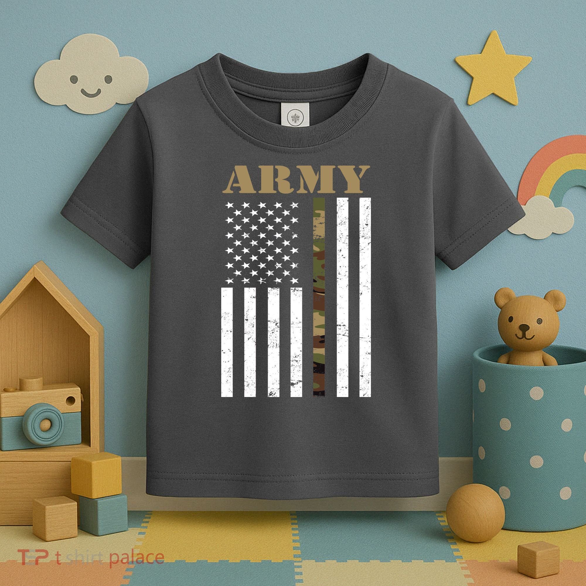 Army Flag Thin Camo Line Toddler T-Shirt