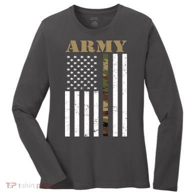 Army Flag Thin Camo Line Women's Long Sleeve Shirt