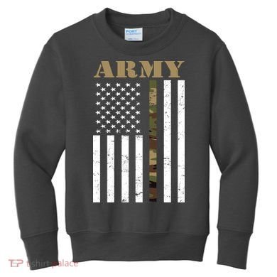 Army Flag Thin Camo Line Kids Sweatshirt