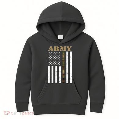 Army Flag Thin Camo Line Kids Hoodie