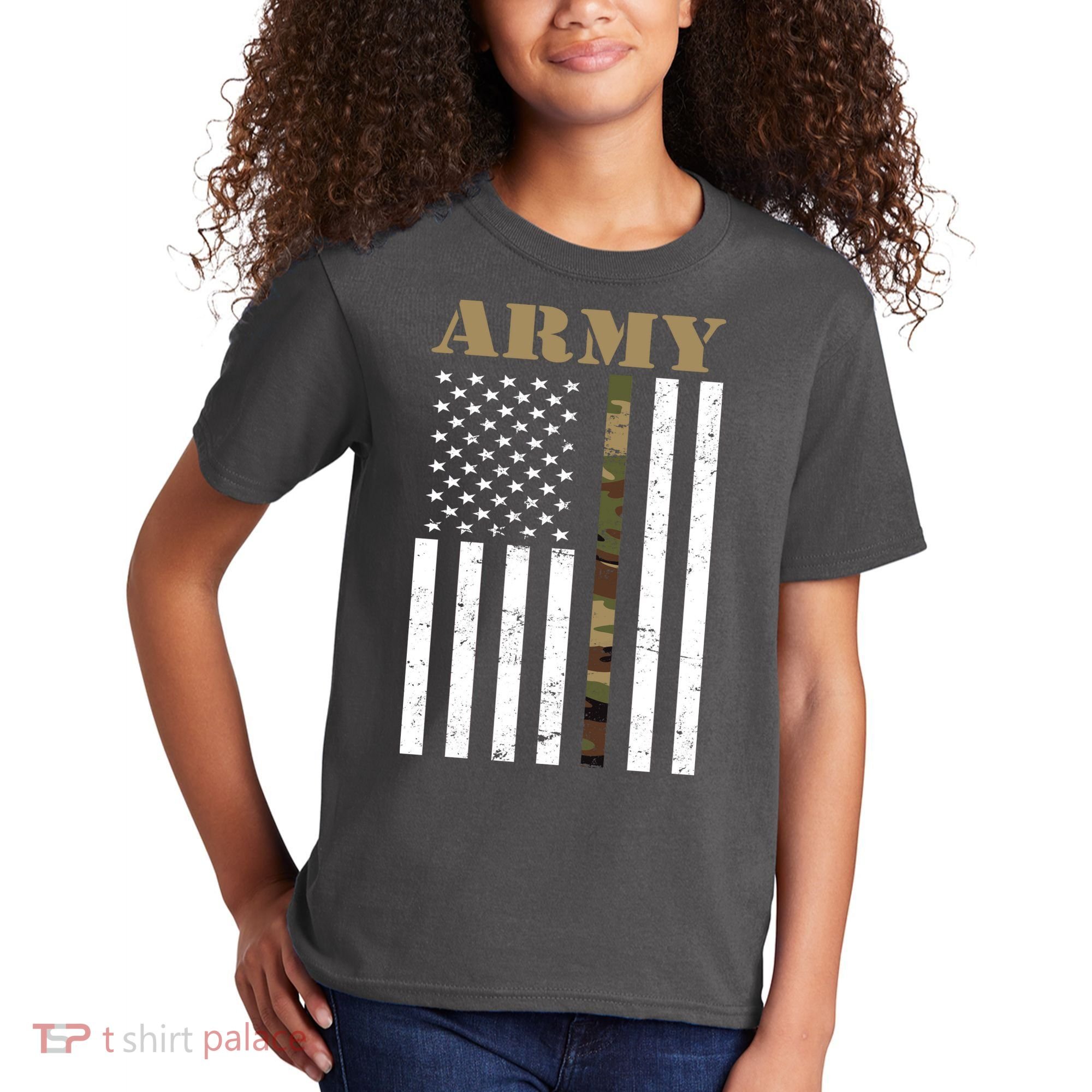 Army Flag Thin Camo Line Kids T-Shirt
