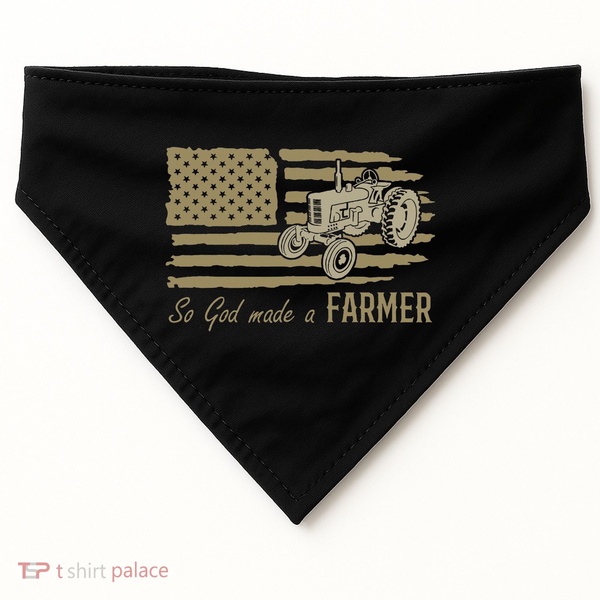 American Flag Tractor So God Made A Farmer USA-Made Doggie Bandana