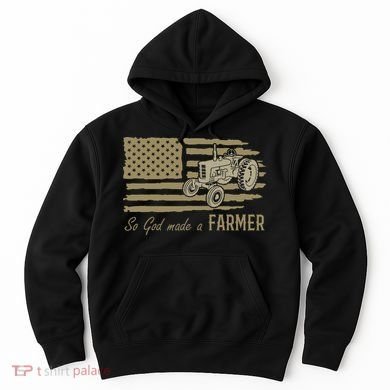 American Flag Tractor So God Made A Farmer Hoodie