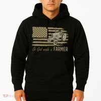 American Flag Tractor So God Made A Farmer Hoodie thumb 2