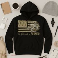 American Flag Tractor So God Made A Farmer Hoodie thumb 3