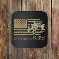 American Flag Tractor So God Made A Farmer Coaster thumb 0