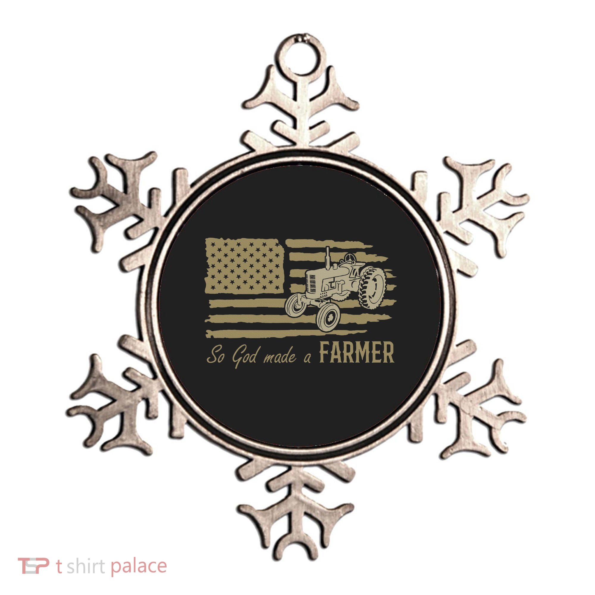 American Flag Tractor So God Made A Farmer Ornament