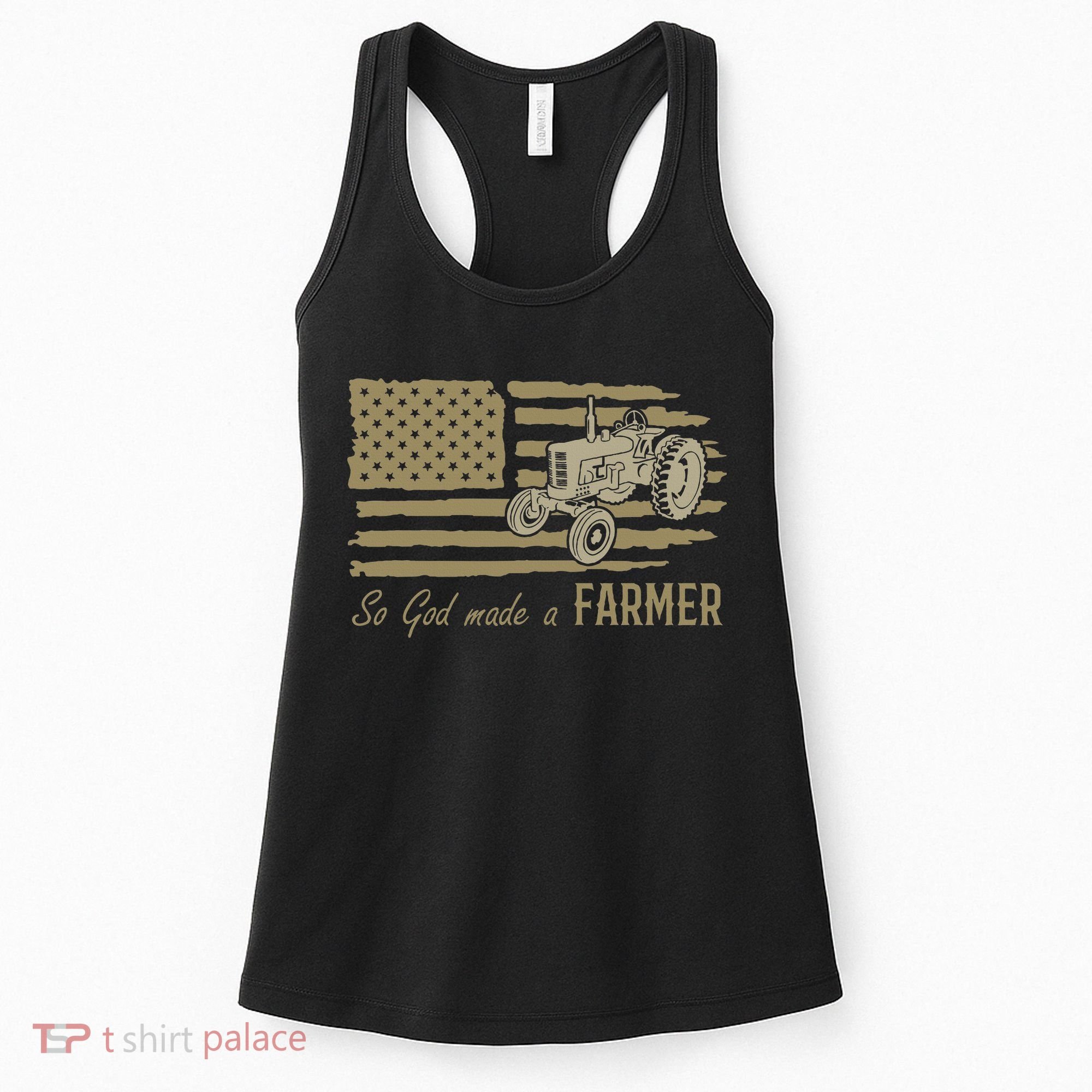 American Flag Tractor So God Made A Farmer Women's Tank Top
