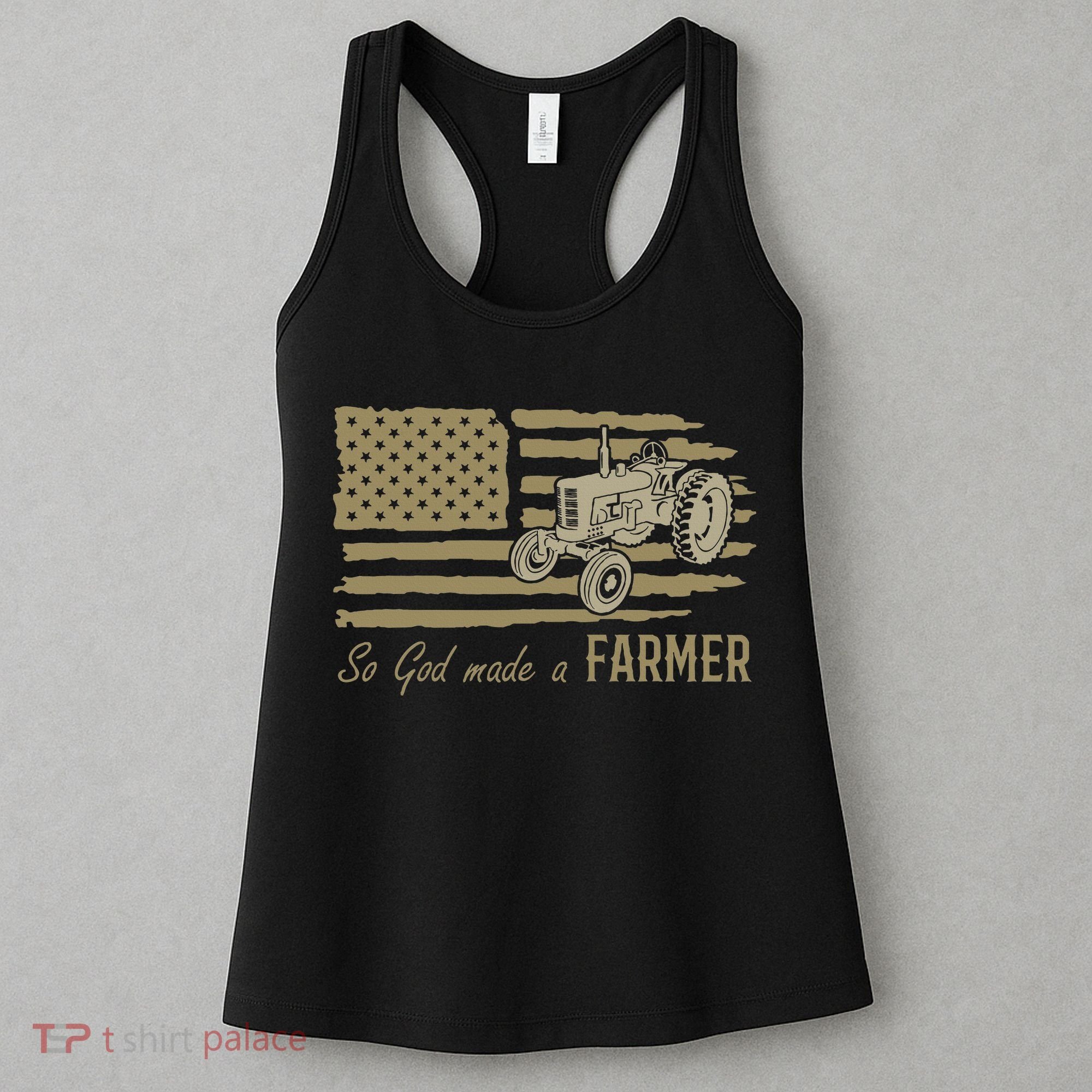 American Flag Tractor So God Made A Farmer Women's Tank Top