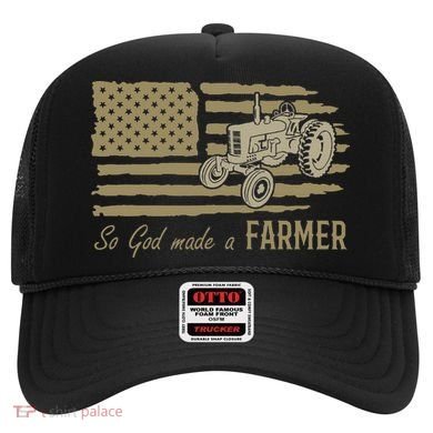 American Flag Tractor So God Made A Farmer Hat