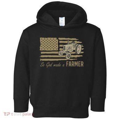 American Flag Tractor So God Made A Farmer Toddler Hoodie