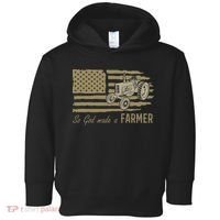 American Flag Tractor So God Made A Farmer Toddler Hoodie thumb 0