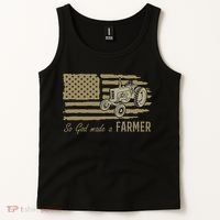 American Flag Tractor So God Made A Farmer Tank Top thumb 2