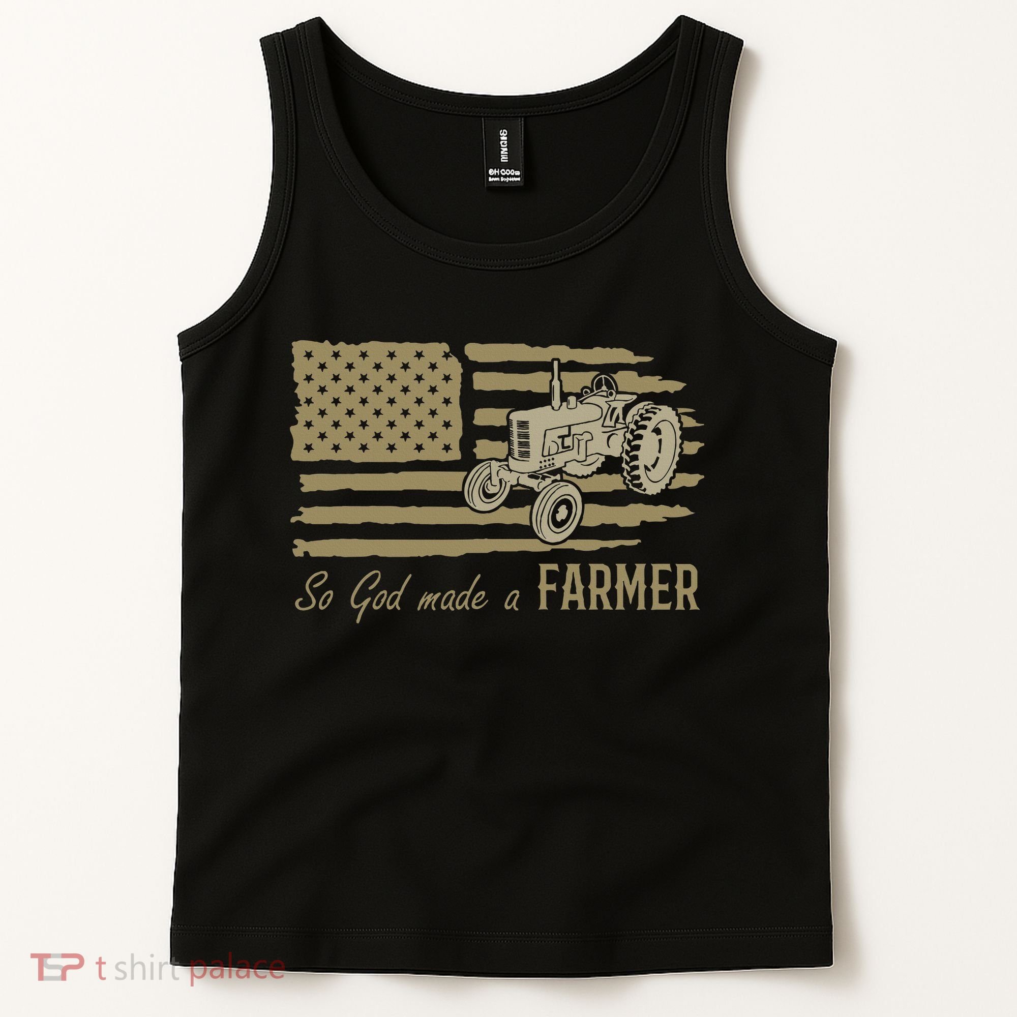 American Flag Tractor So God Made A Farmer Tank Top