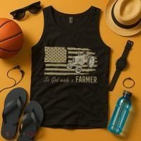 American Flag Tractor So God Made A Farmer Tank Top thumb 4