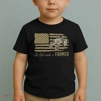 American Flag Tractor So God Made A Farmer Toddler T-Shirt thumb 2