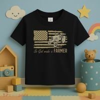 American Flag Tractor So God Made A Farmer Toddler T-Shirt thumb 3