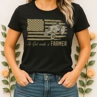 American Flag Tractor So God Made A Farmer Women's T-Shirt thumb 2