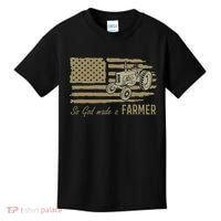 American Flag Tractor So God Made A Farmer Kids T-Shirt thumb 0