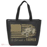 American Flag Tractor So God Made A Farmer Tote Bag thumb 0