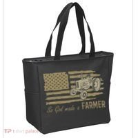 American Flag Tractor So God Made A Farmer Tote Bag thumb 2