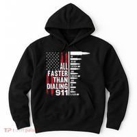All Faster Than Dialing 911 American Flag Gun Lover Hoodie thumb 0